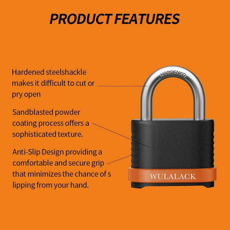 WULALACK Heavy Duty Outdoor Combination Lock with 1-1/2-Inch-Long Shackle, Weatherproof Combo Lock for Gate，Fence，Shed - Image 3